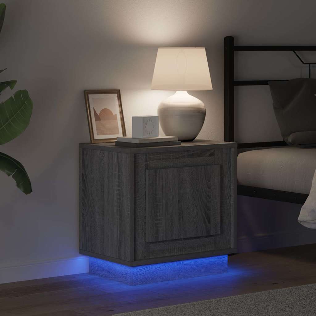 Bedside Cabinet with Grey 44 x 34.5 x 45 cm Engineered wood