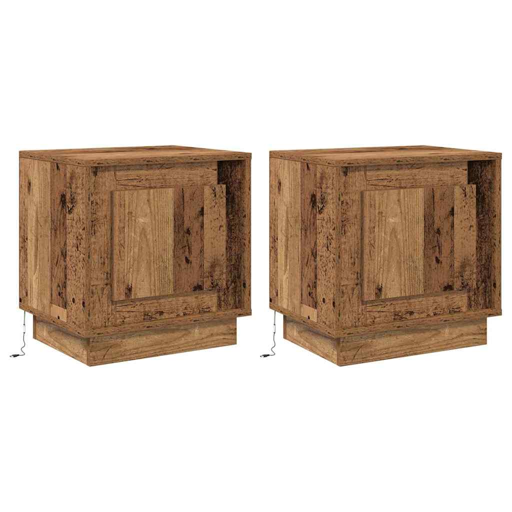 Bedside Cabinet with 2 pcs Old wood 44 x 34.5 x 45 cm