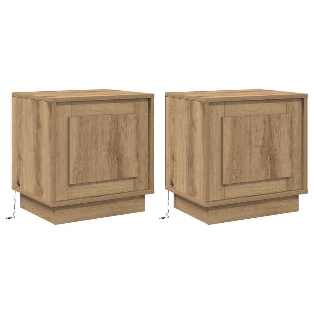 Bedside Cabinet with 2 pcs Artisan oak 44 x 34.5 x 45 cm