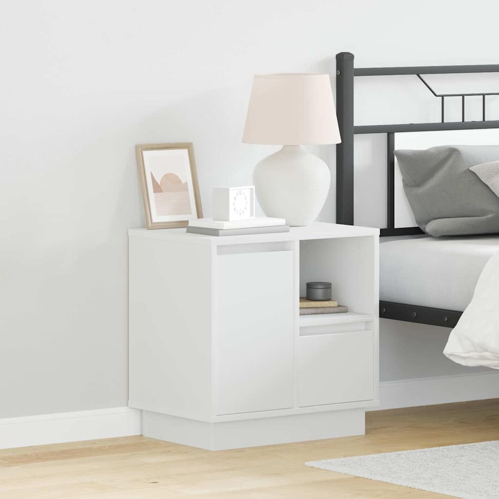 Bedside Cabinet with White 50 x 34.5 x 50 cm Engineered wood