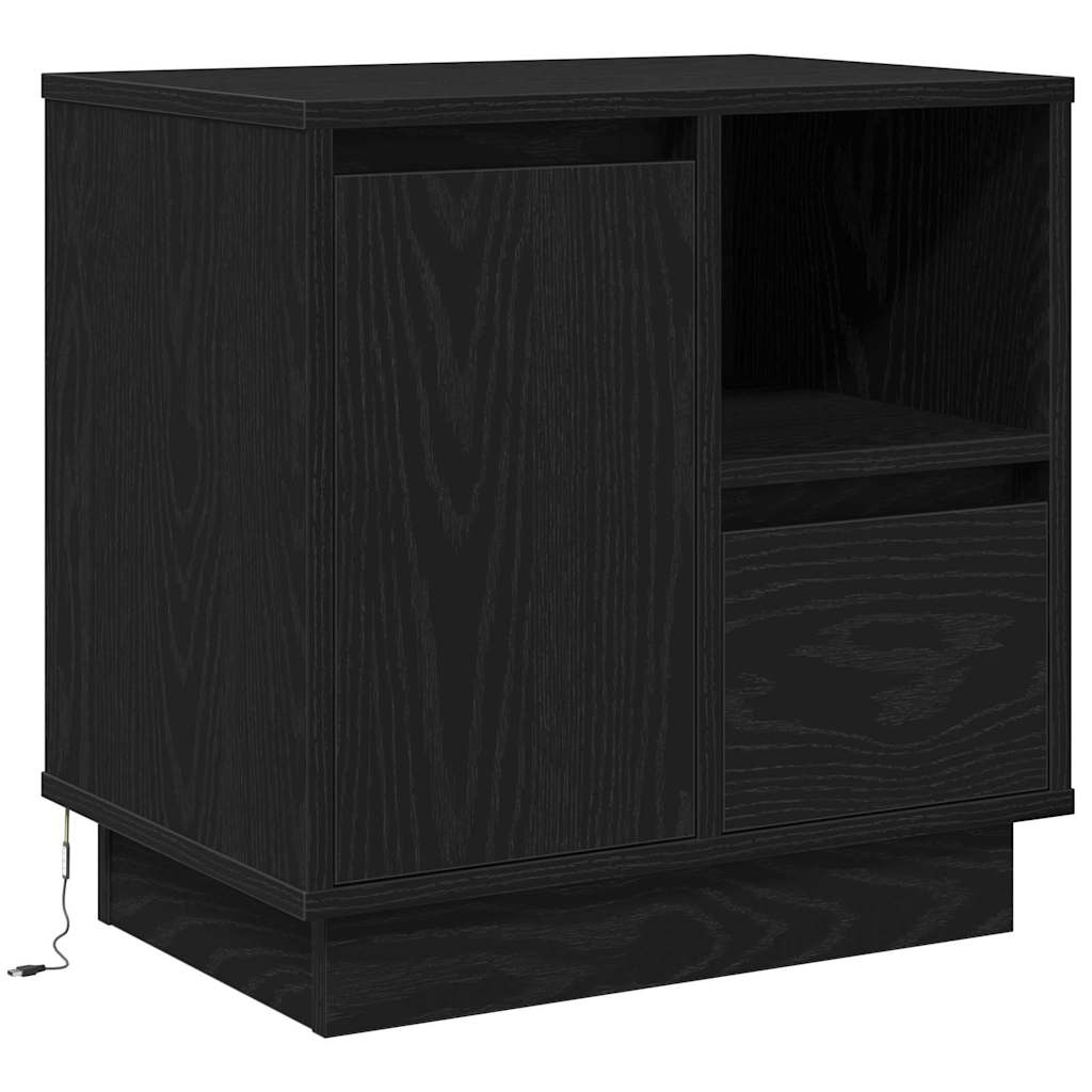 Bedside Cabinet with Black 50 x 34.5 x 50 cm Engineered wood