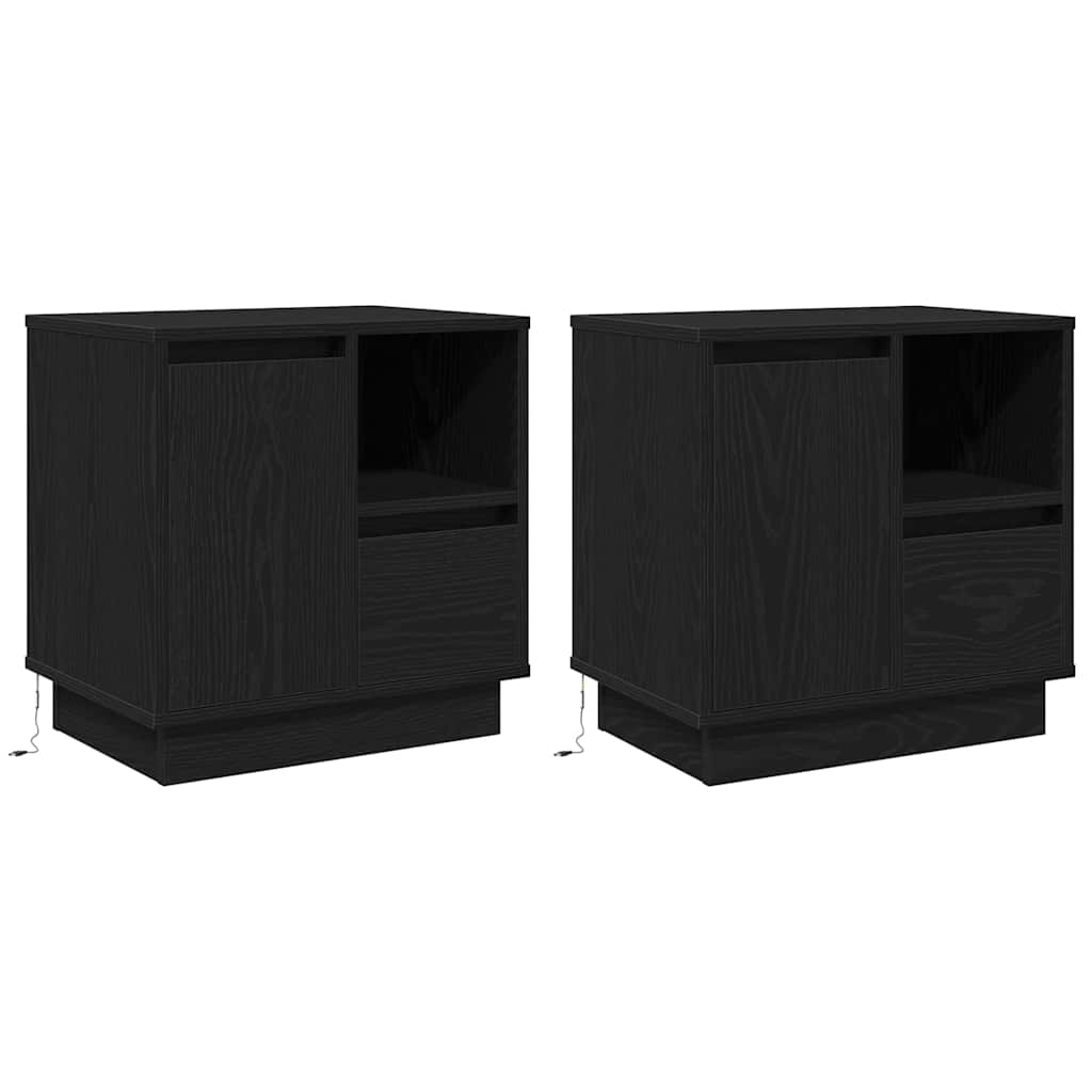 Bedside Cabinet 2 pcs Black 50 x 34.5 x 50 cm Engineered wood