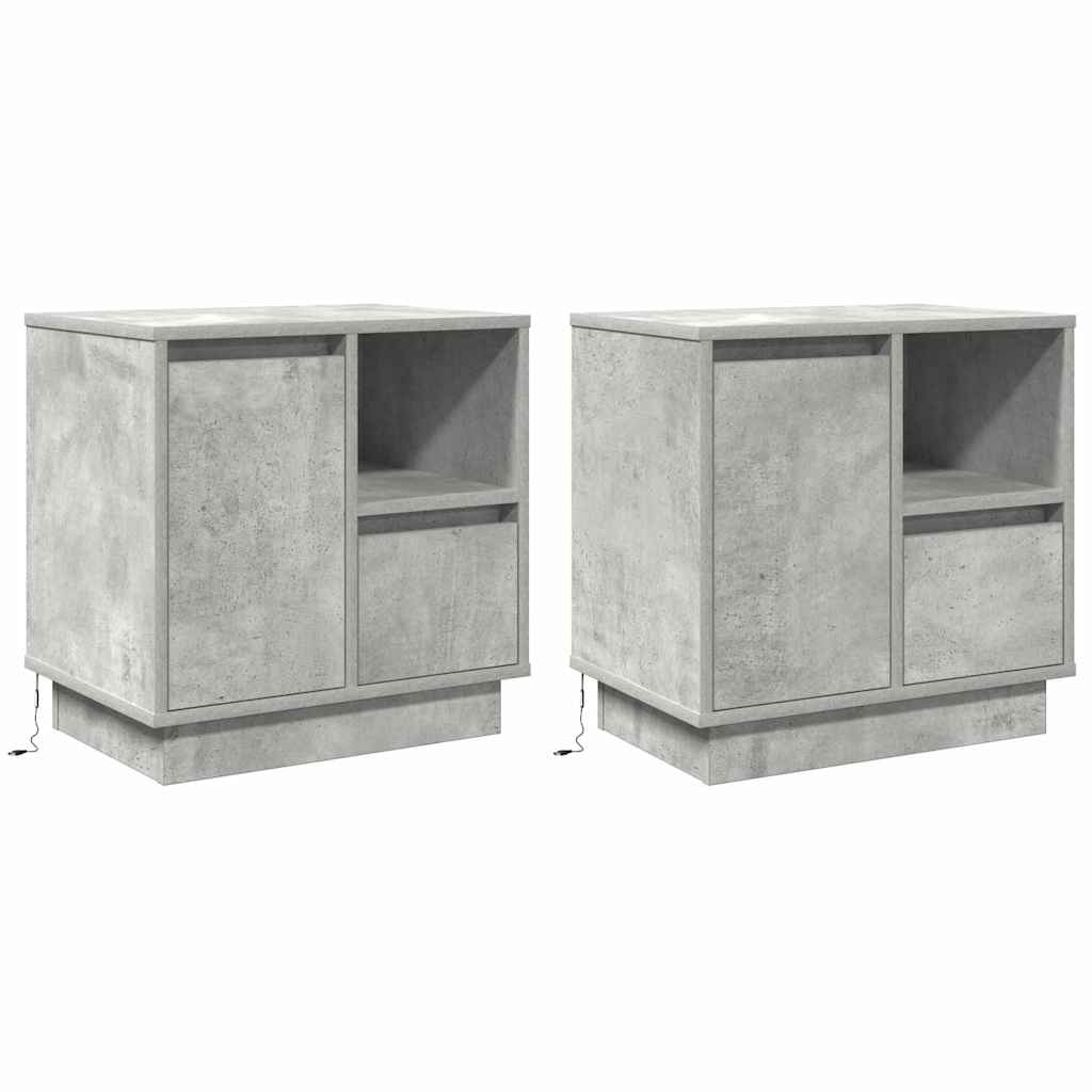 Bedside Cabinet with 2 pcs Concrete grey 50 x 34.5 x 50 cm