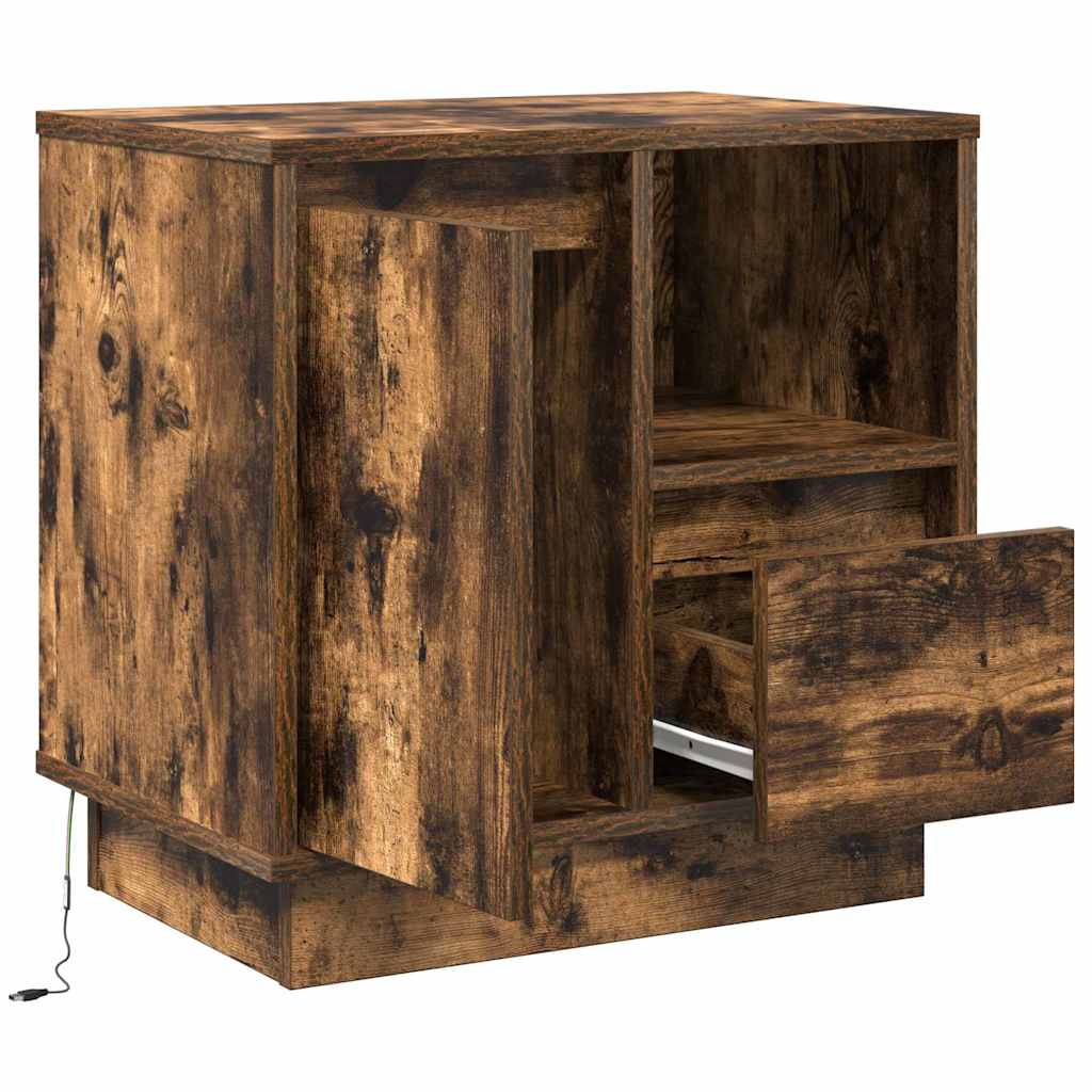 Bedside Cabinet Smoked oak 50 x 34.5 x 50 cm Engineered wood