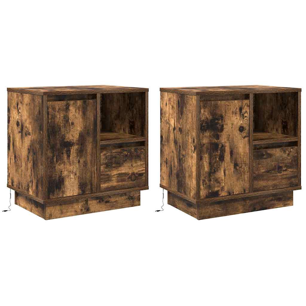 Bedside Cabinet with Drawer 2 pcs Smoked oak 50 x 34.5 x 50 cm