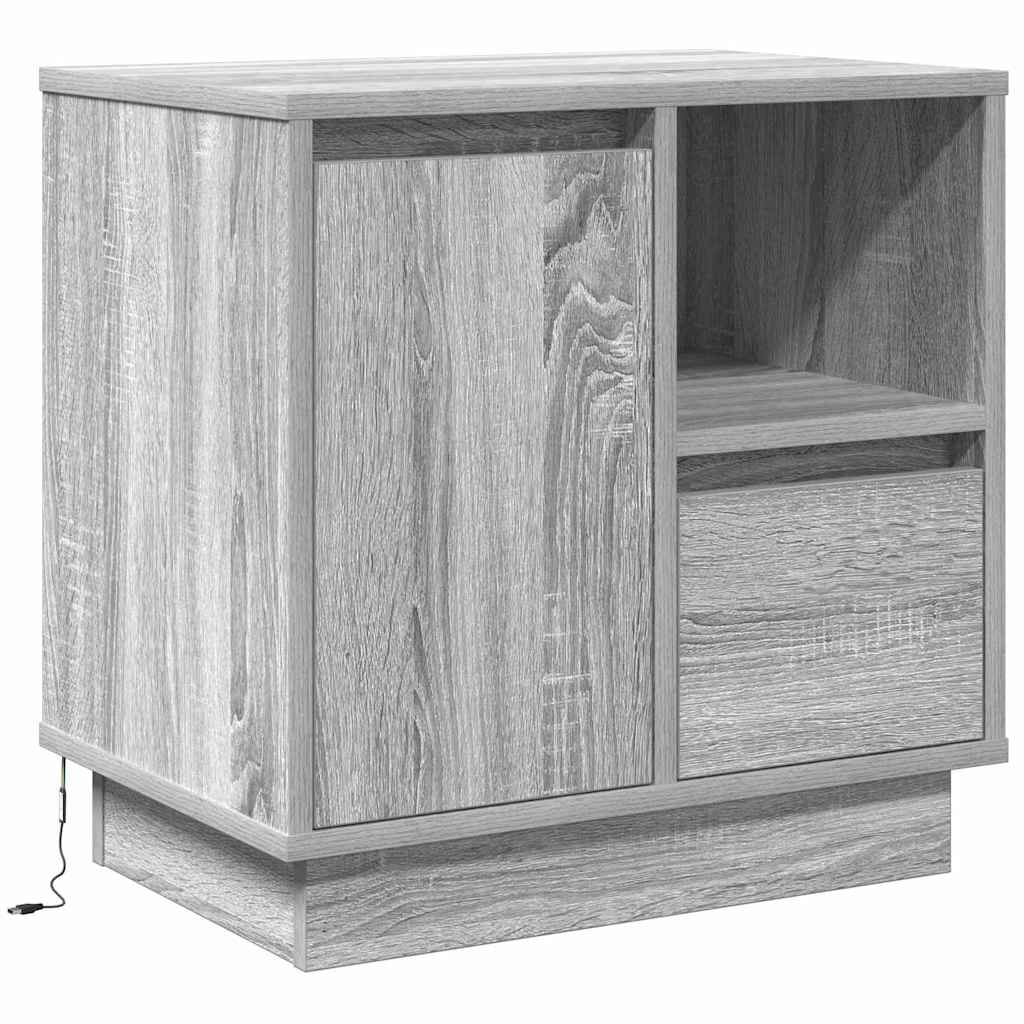Bedside Cabinet with Grey 50 x 34.5 x 50 cm Engineered wood