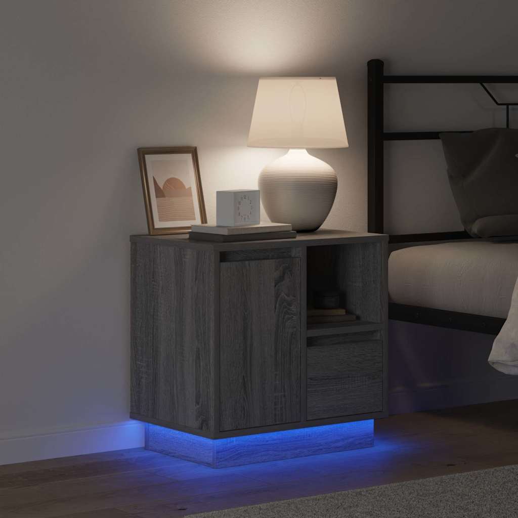 Bedside Cabinet 2 pcs Grey 50 x 34.5 x 50 cm Engineered wood