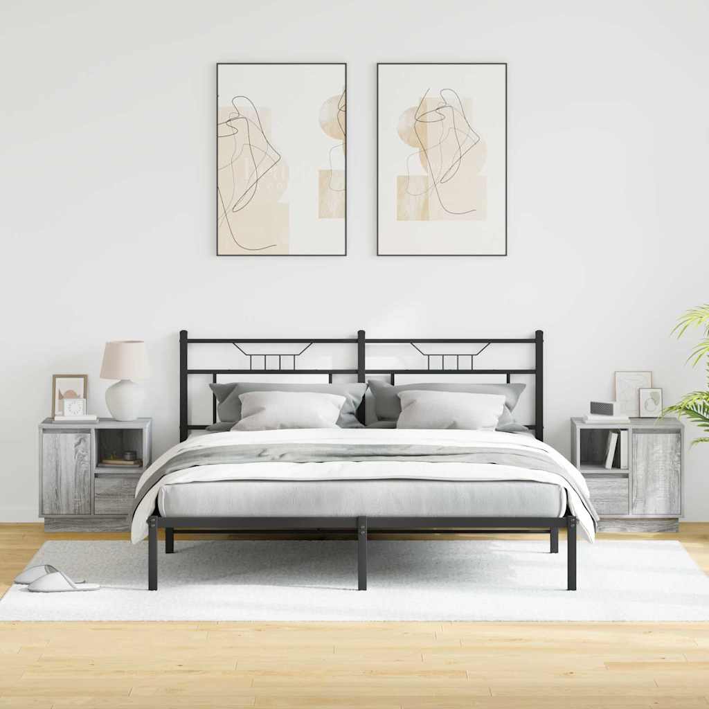 Bedside Cabinet 2 pcs Grey 50 x 34.5 x 50 cm Engineered wood