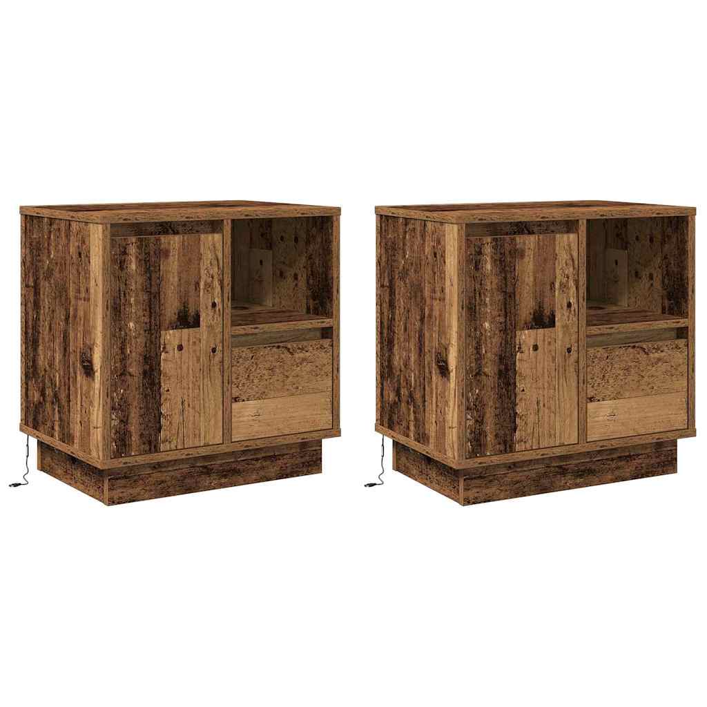 Bedside Cabinet with Drawer 2 pcs Old Wood 50 x 34.5 x 50 cm