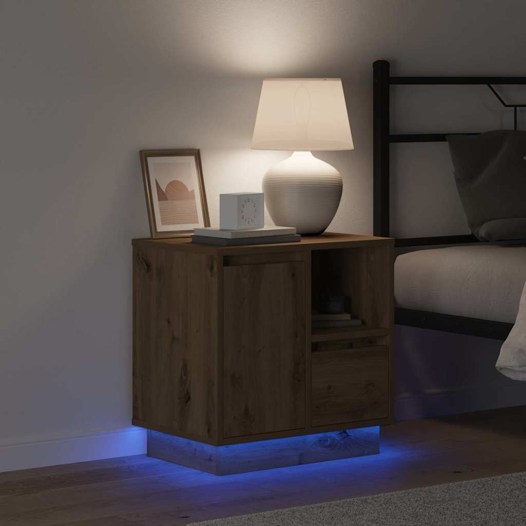 Bedside Cabinet with Drawer 2 pcs Artisan oak 50 x 34.5 x 50 cm