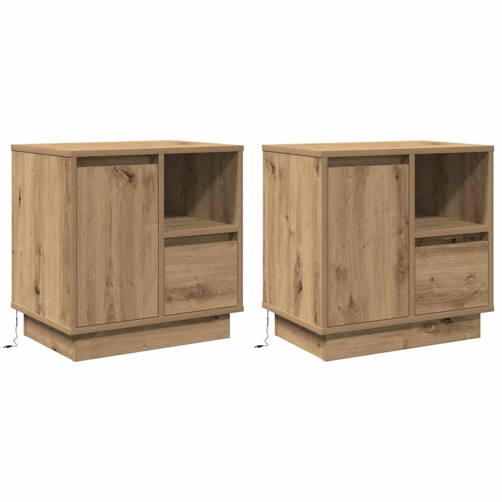 Bedside Cabinet with Drawer 2 pcs Artisan oak 50 x 34.5 x 50 cm
