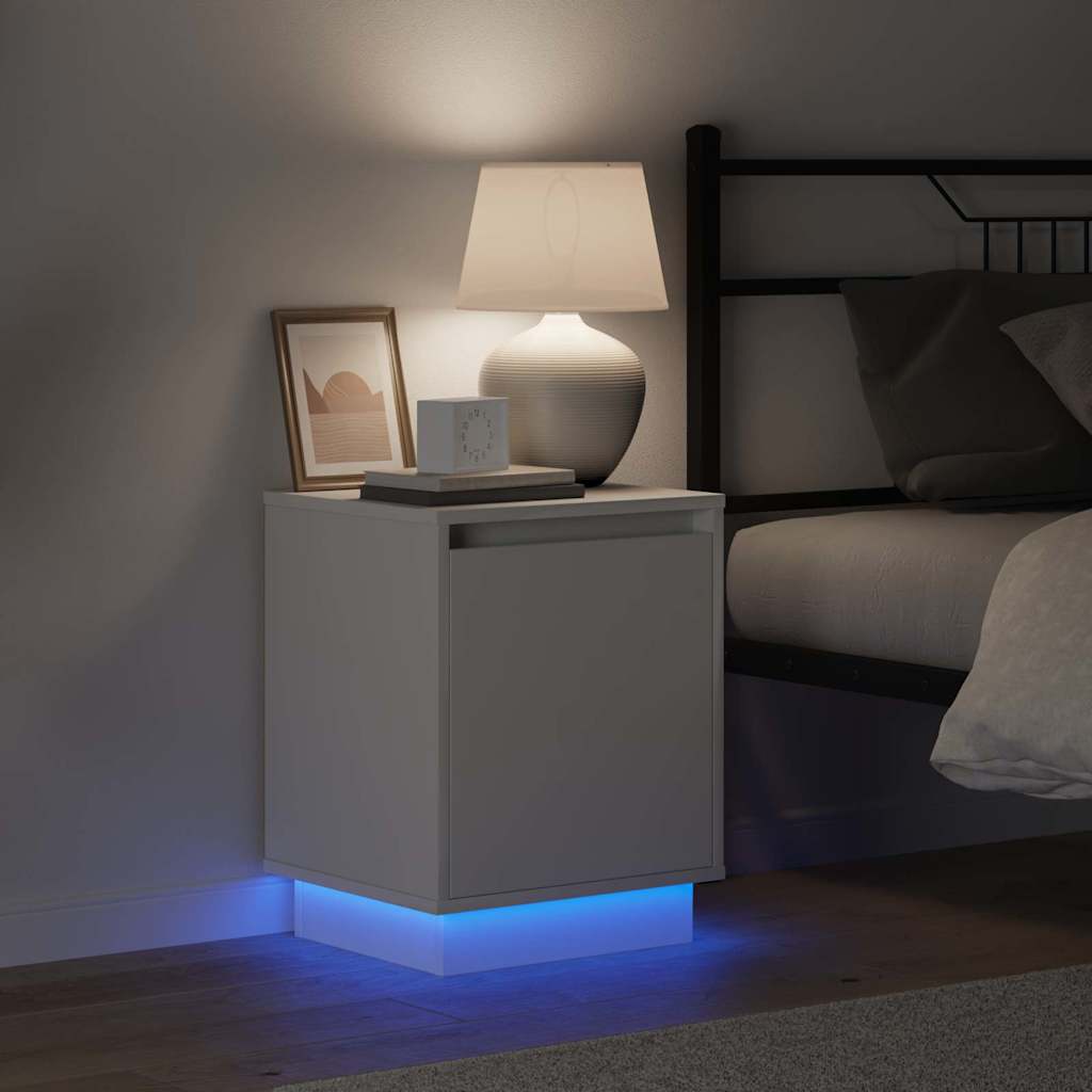 Bedside Cabinet with White 39 x 34.5 x 50 cm Engineered wood