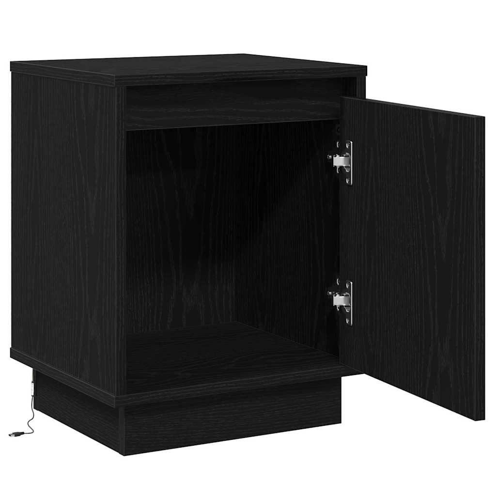 Bedside Cabinet with Black 39 x 34.5 x 50 cm Engineered wood