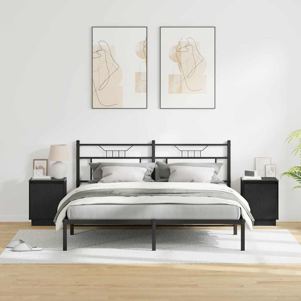 Bedside Cabinet 2 pcs Black 39 x 34.5 x 50 cm Engineered wood