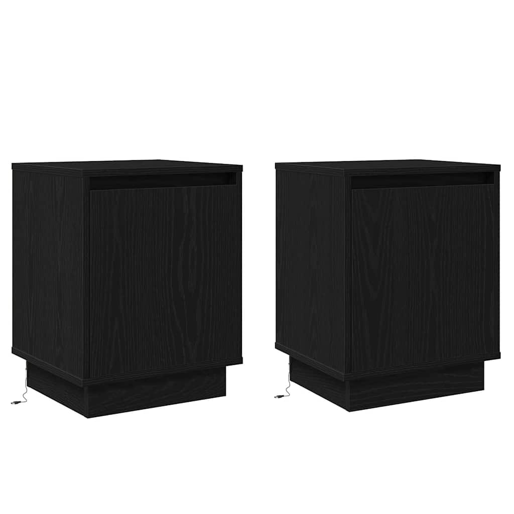 Bedside Cabinet 2 pcs Black 39 x 34.5 x 50 cm Engineered wood