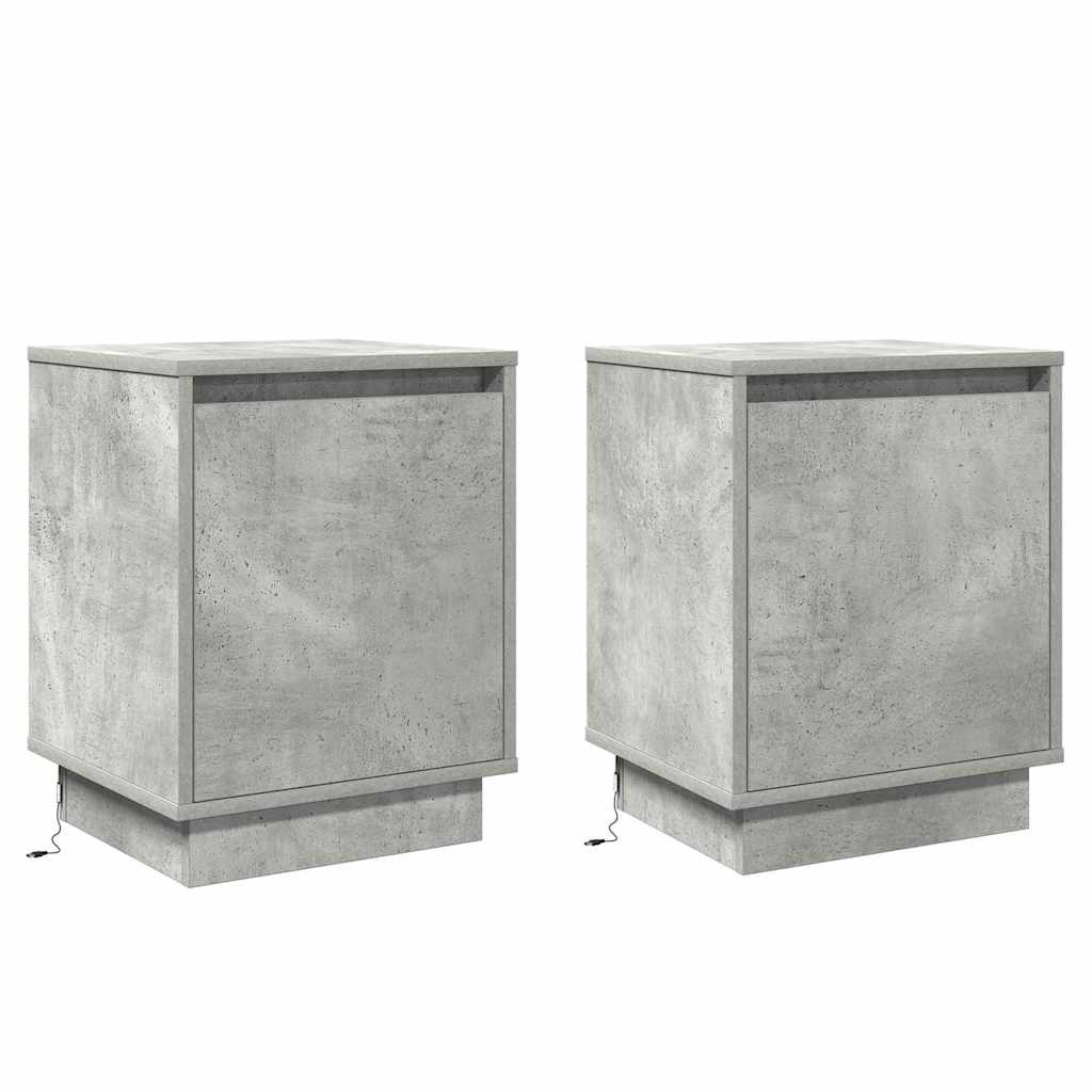 Bedside Cabinet with 2 pcs Concrete grey 39 x 34.5 x 50 cm
