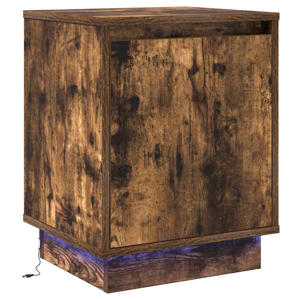 Bedside Cabinet Smoked oak 39 x 34.5 x 50 cm Engineered wood