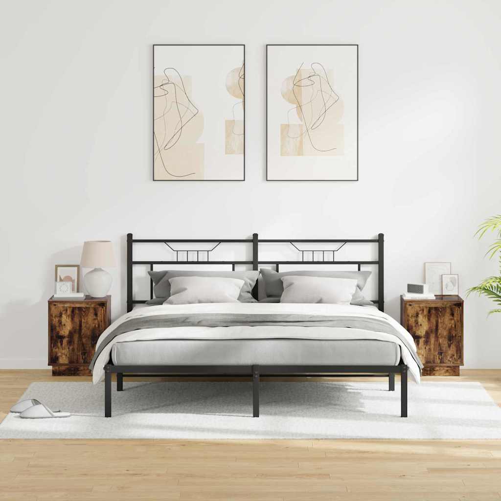 Bedside Cabinet with 2 pcs Smoked Oak 39 x 34.5 x 50 cm