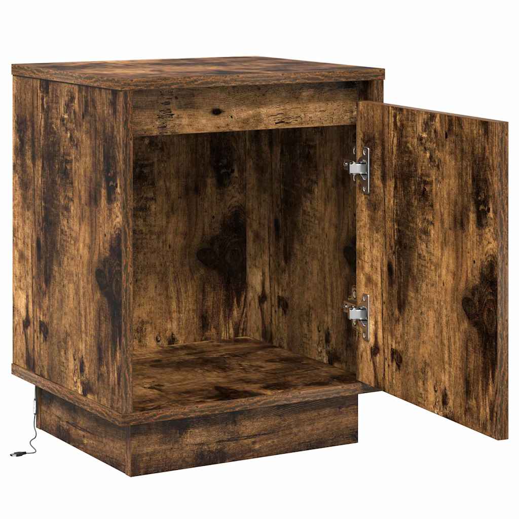 Bedside Cabinet with 2 pcs Smoked Oak 39 x 34.5 x 50 cm