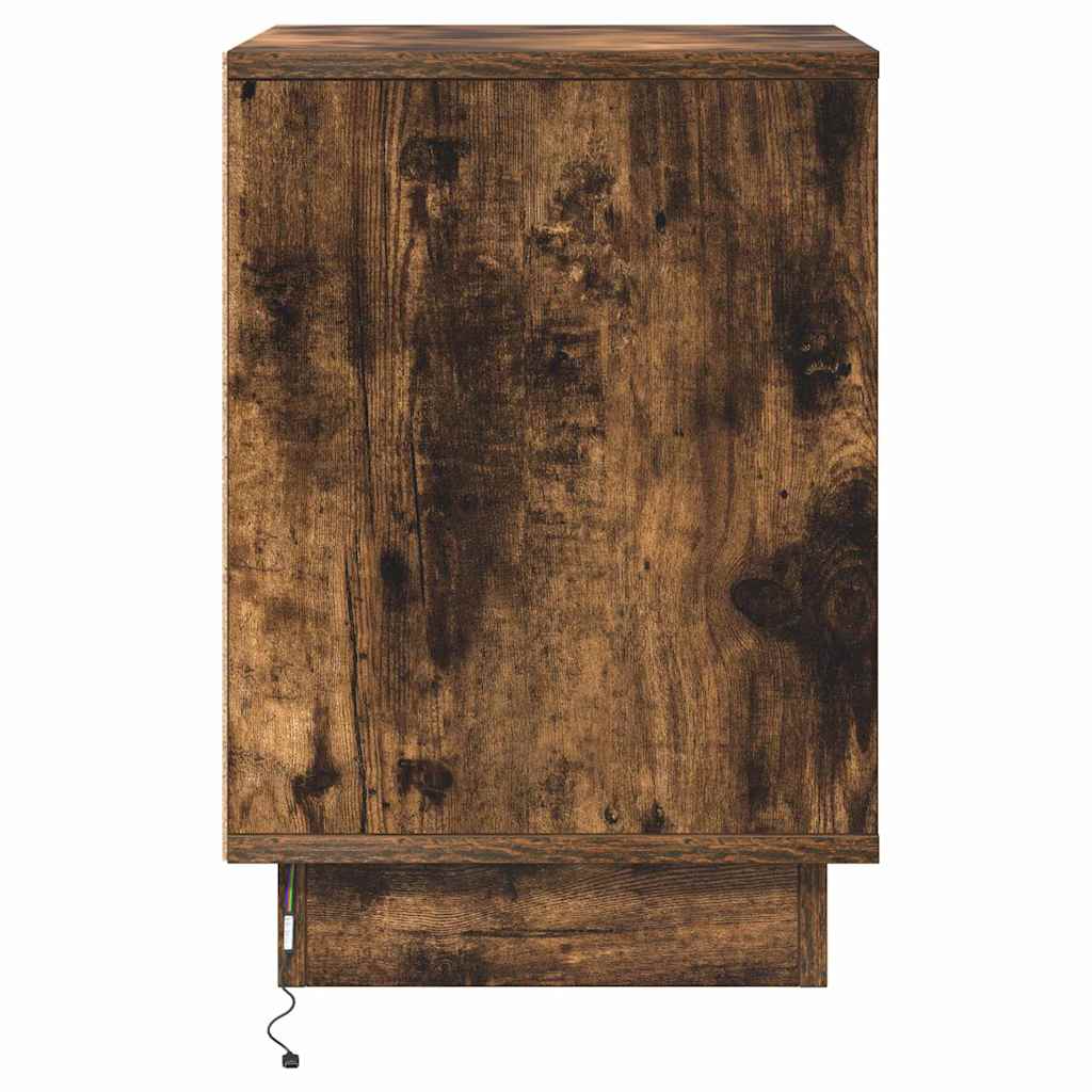 Bedside Cabinet with 2 pcs Smoked Oak 39 x 34.5 x 50 cm