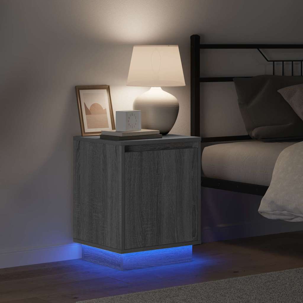 Bedside Cabinet with Grey 39 x 34.5 x 50 cm Engineered wood