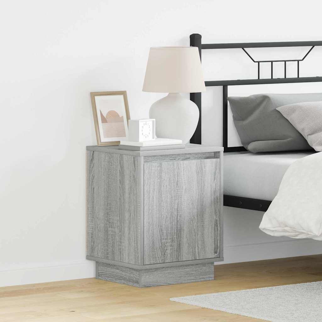 Bedside Cabinet with Grey 39 x 34.5 x 50 cm Engineered wood