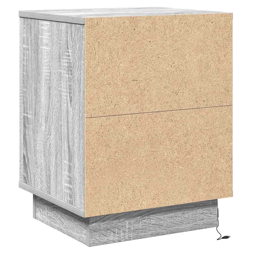 Bedside Cabinet with Grey 39 x 34.5 x 50 cm Engineered wood