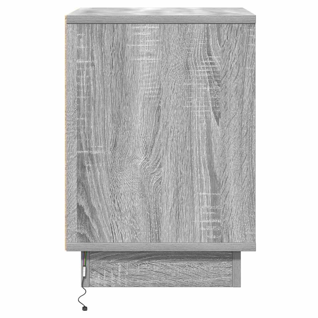 Bedside Cabinet with Grey 39 x 34.5 x 50 cm Engineered wood