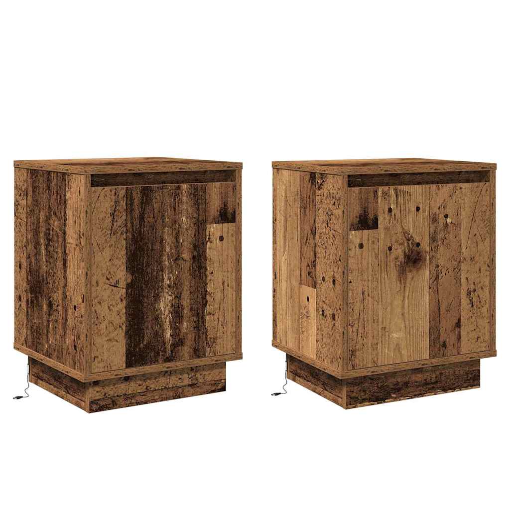 Bedside Cabinet with 2 pcs Old wood 39 x 34.5 x 50 cm