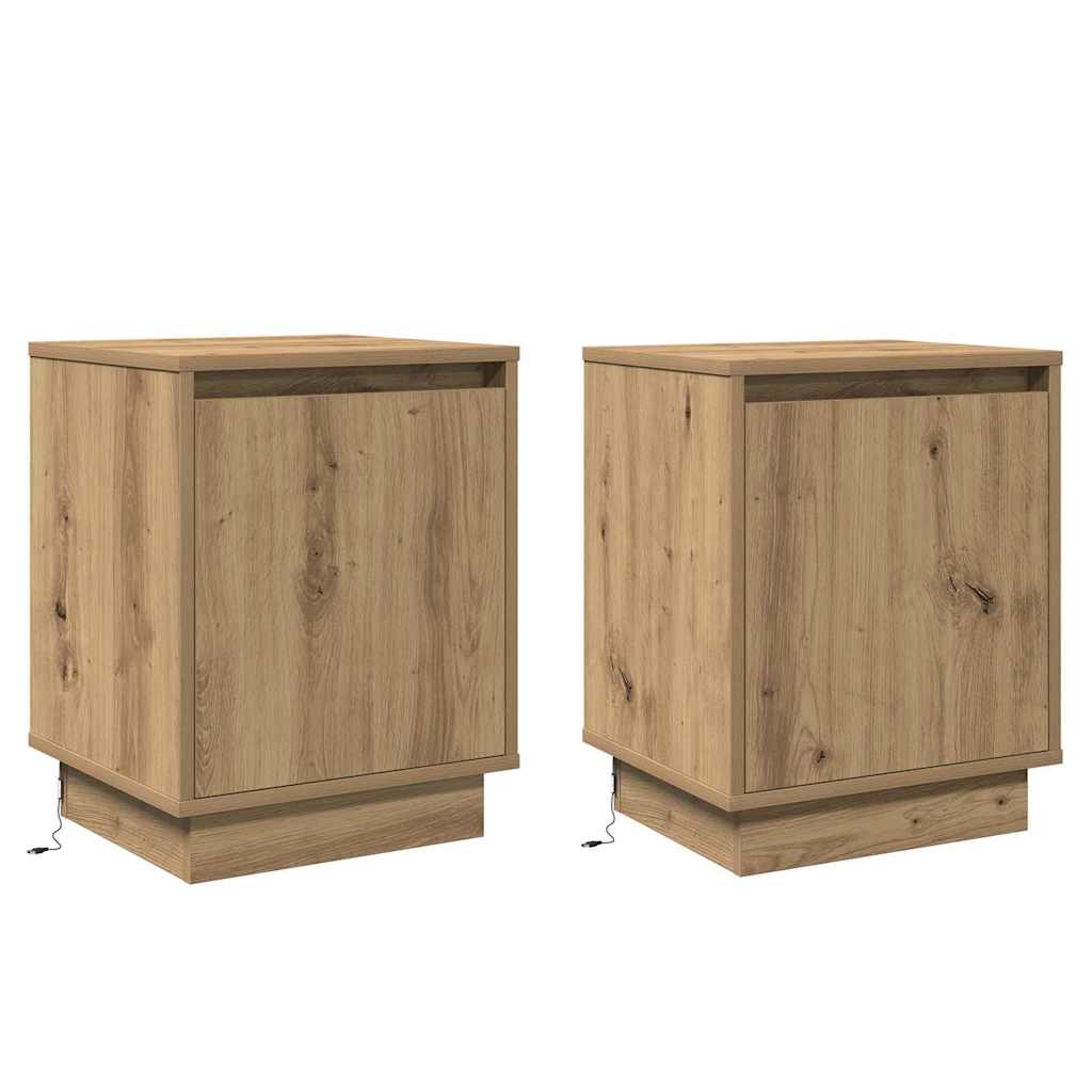 Bedside Cabinet with 2 pcs Artisan oak 39 x 34.5 x 50 cm