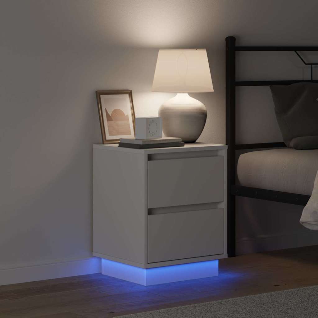 Bedside Cabinet with White 39 x 34.5 x 50 cm Engineered wood