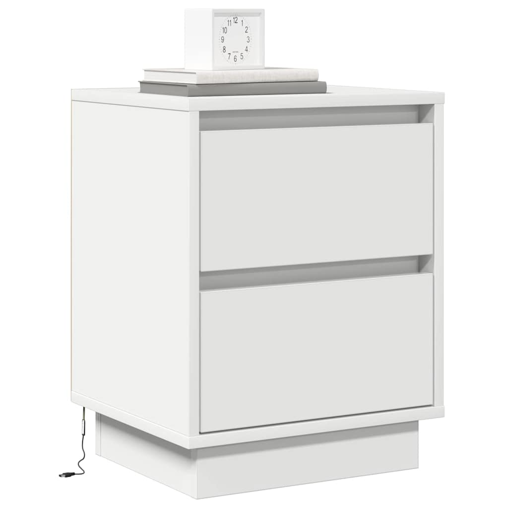 Bedside Cabinet with White 39 x 34.5 x 50 cm Engineered wood