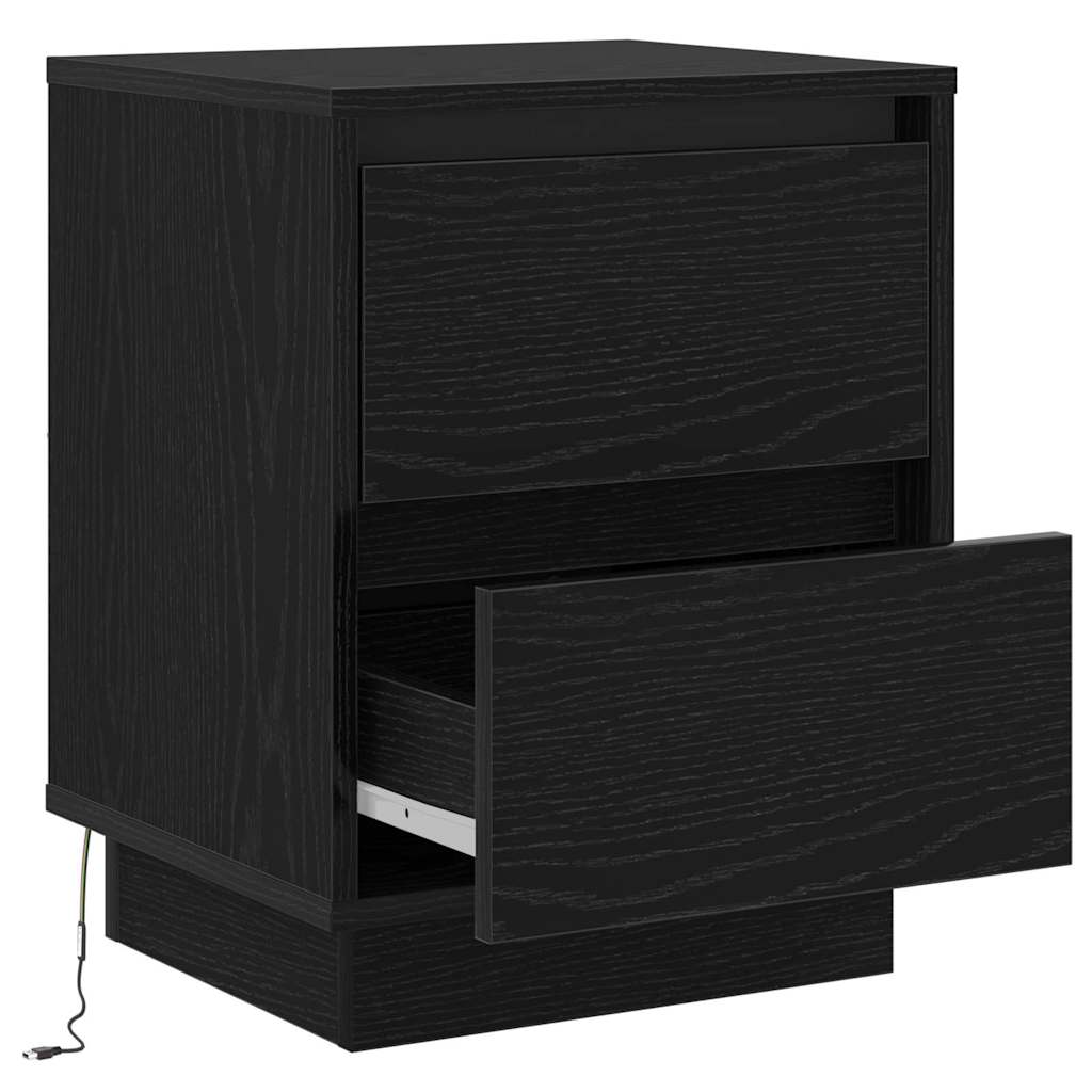 Bedside Cabinet with Black 39 x 34.5 x 50 cm Engineered wood