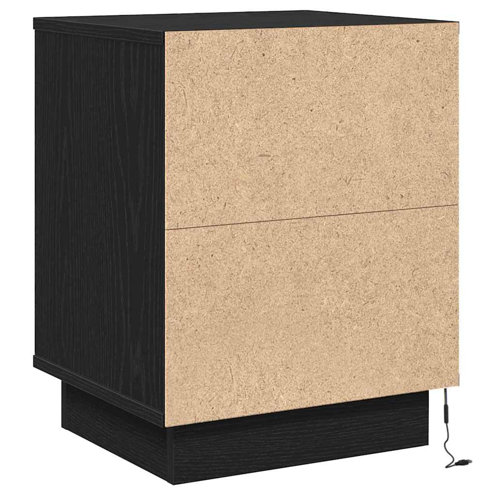 Bedside Cabinet with Black 39 x 34.5 x 50 cm Engineered wood