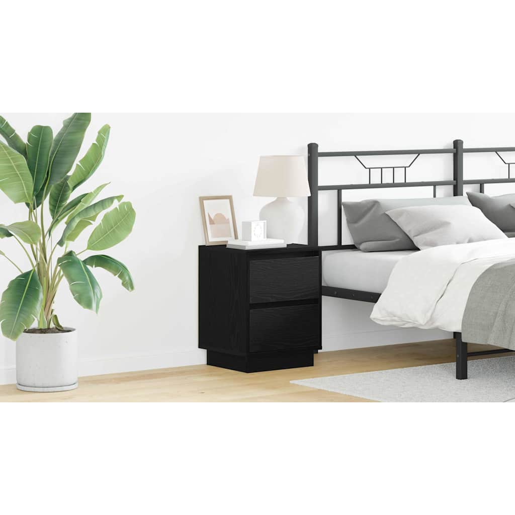 Bedside Cabinet 2 pcs Black 39 x 34.5 x 50 cm Engineered wood