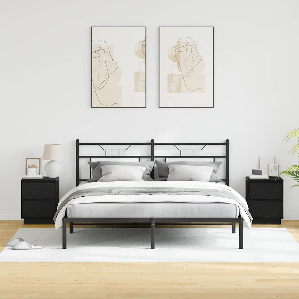 Bedside Cabinet 2 pcs Black 39 x 34.5 x 50 cm Engineered wood