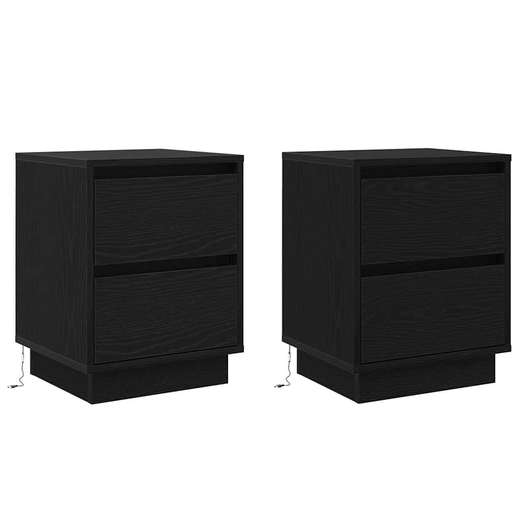 Bedside Cabinet 2 pcs Black 39 x 34.5 x 50 cm Engineered wood
