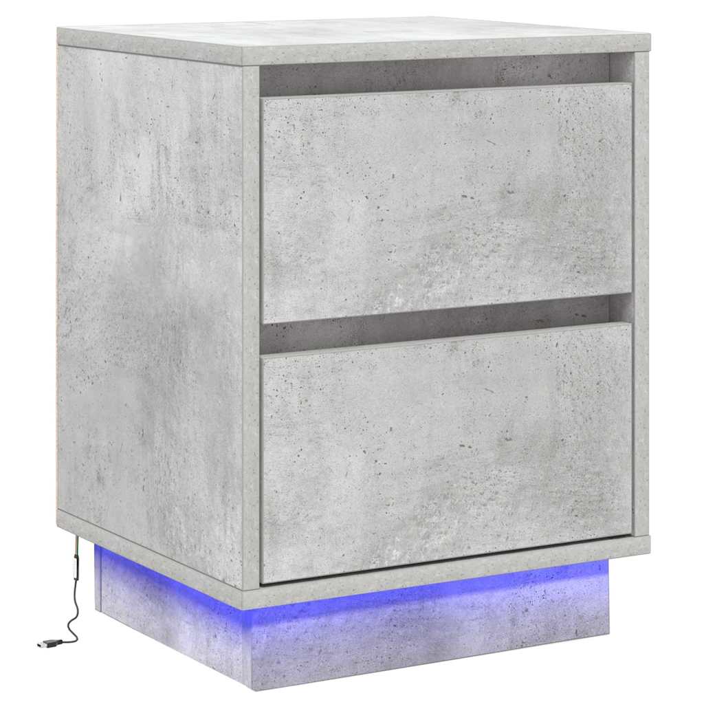 Bedside Cabinet Concrete grey 39 x 34.5 x 50 cm Engineered wood