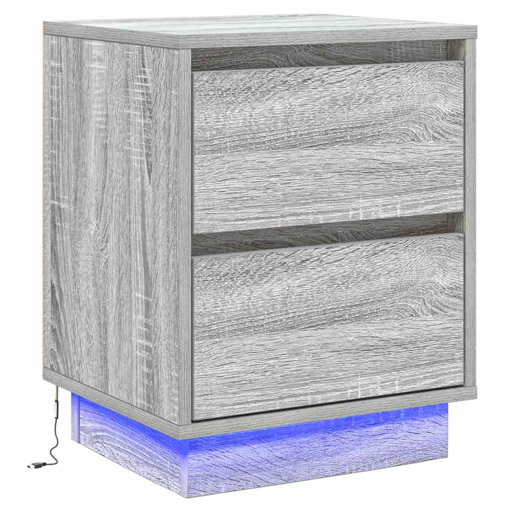 Bedside Cabinet 2 pcs Grey 39 x 34.5 x 50 cm Engineered wood