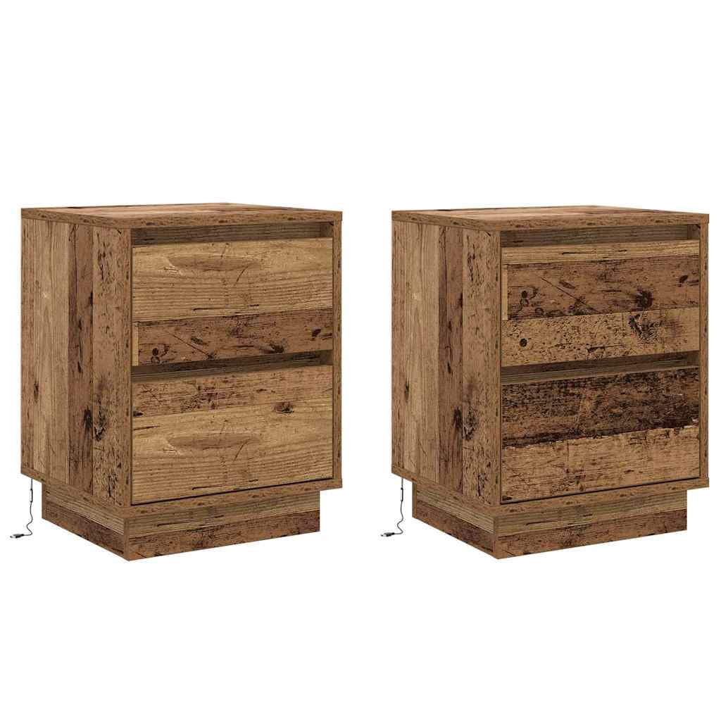 Bedside Cabinet with Drawer 2 pcs Old Wood 39 x 34.5 x 50 cm