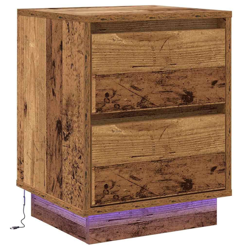 Bedside Cabinet with Drawer 2 pcs Old Wood 39 x 34.5 x 50 cm