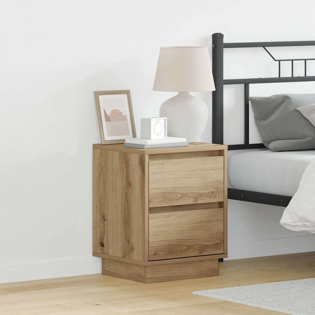 Bedside Cabinet with Drawer 2 pcs Artisan oak 39 x 34.5 x 50 cm