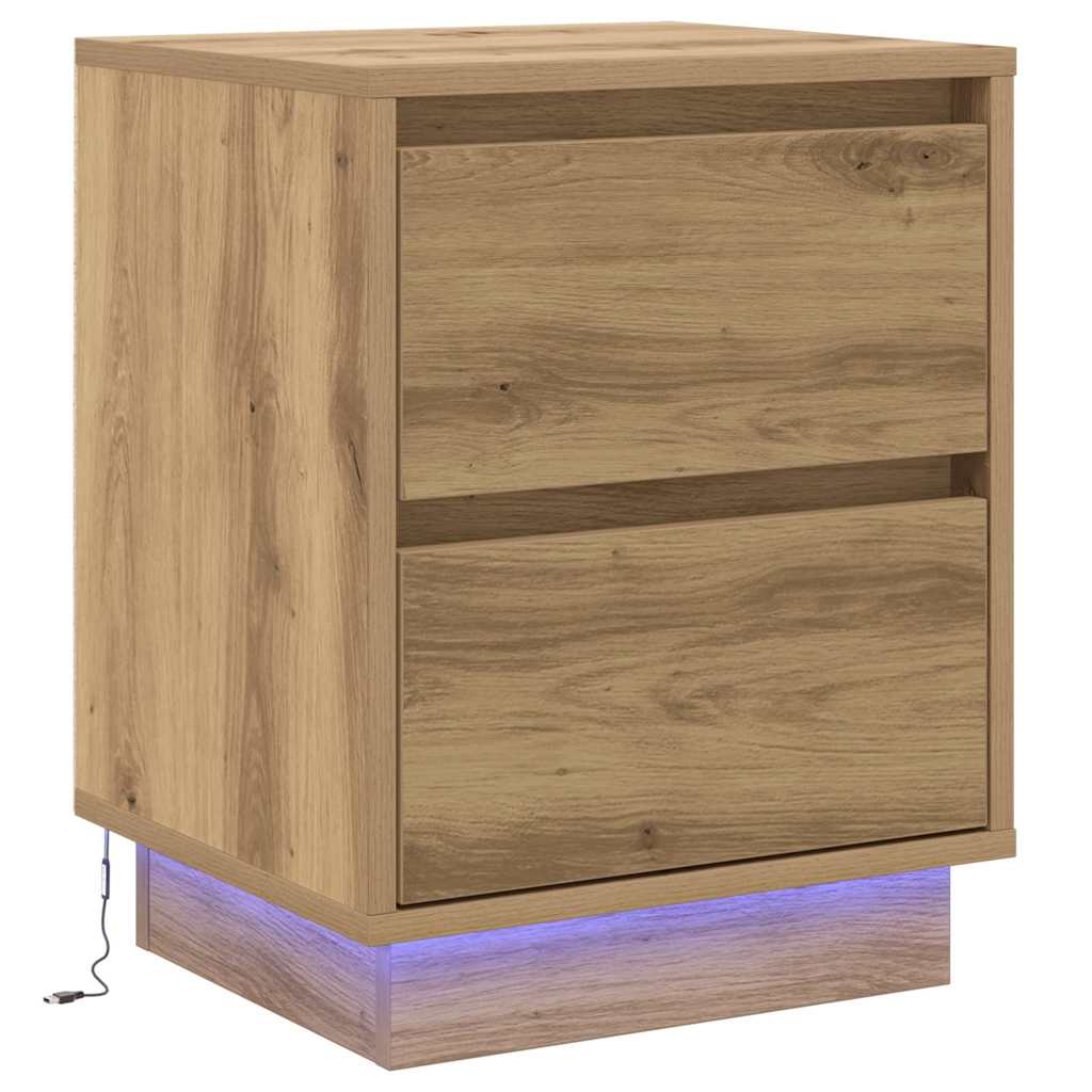 Bedside Cabinet with Drawer 2 pcs Artisan oak 39 x 34.5 x 50 cm