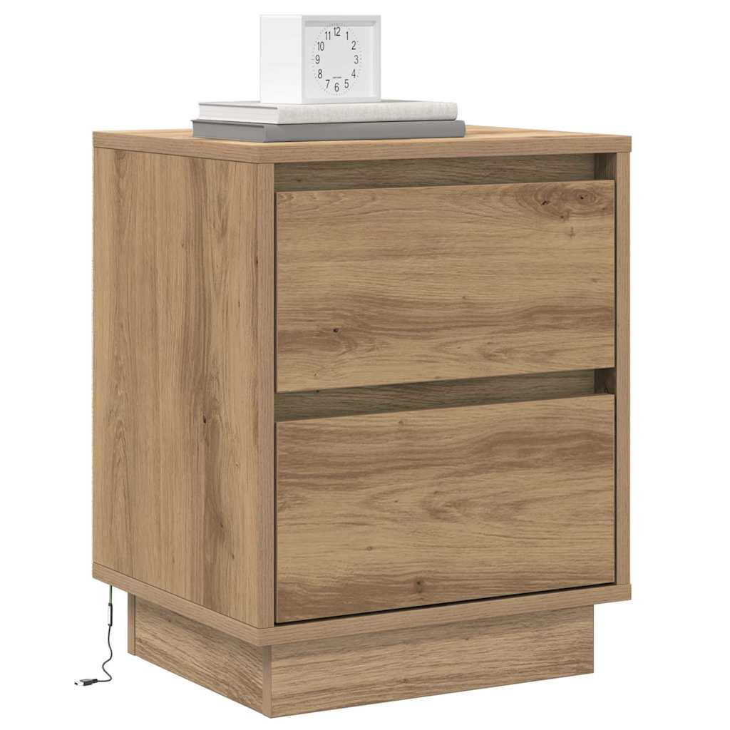 Bedside Cabinet with Drawer 2 pcs Artisan oak 39 x 34.5 x 50 cm