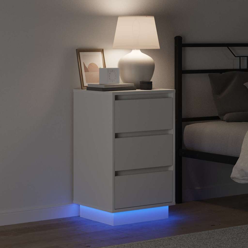 Bedside Cabinet with White 39 x 34.5 x 65 cm Engineered wood