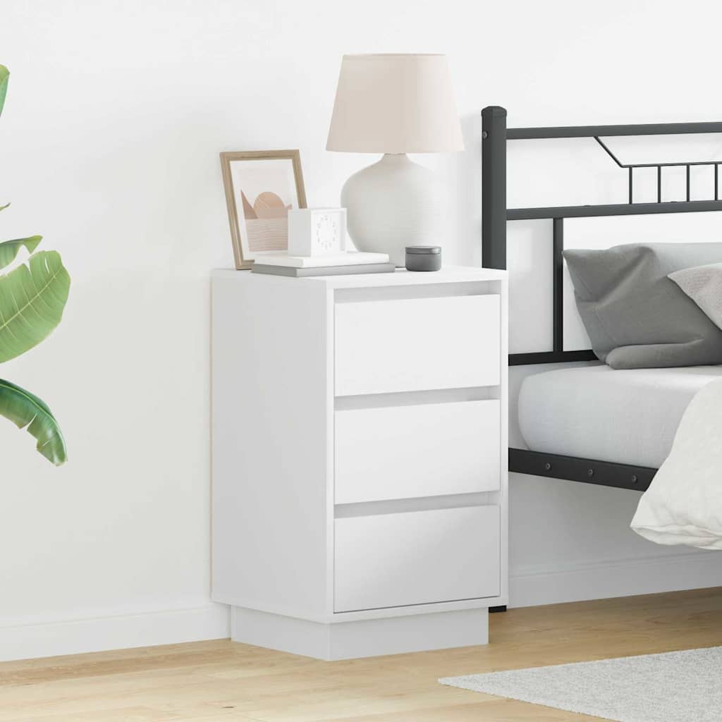 Bedside Cabinet with White 39 x 34.5 x 65 cm Engineered wood