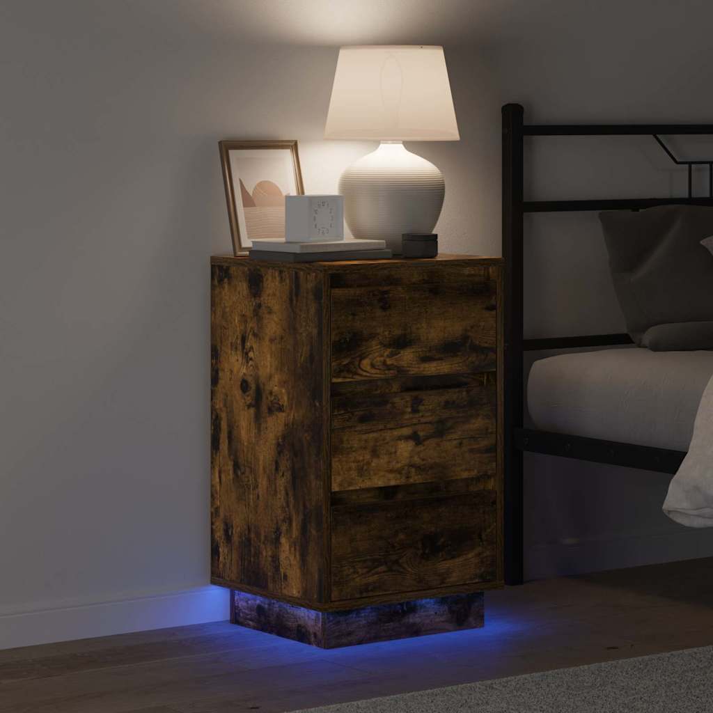 Bedside Cabinet Smoked oak 39 x 34.5 x 65 cm Engineered wood