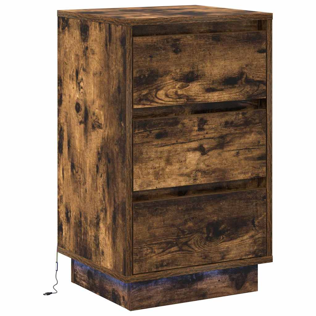 Bedside Cabinet Smoked oak 39 x 34.5 x 65 cm Engineered wood