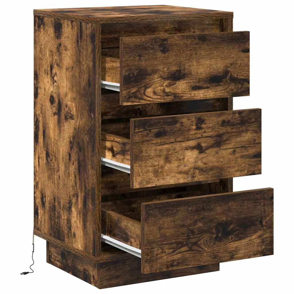 Bedside Cabinet Smoked oak 39 x 34.5 x 65 cm Engineered wood