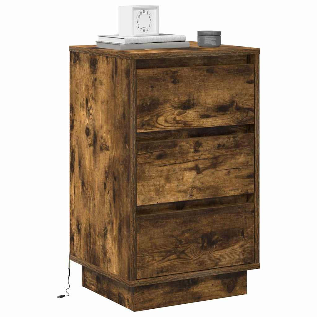 Bedside Cabinet Smoked oak 39 x 34.5 x 65 cm Engineered wood